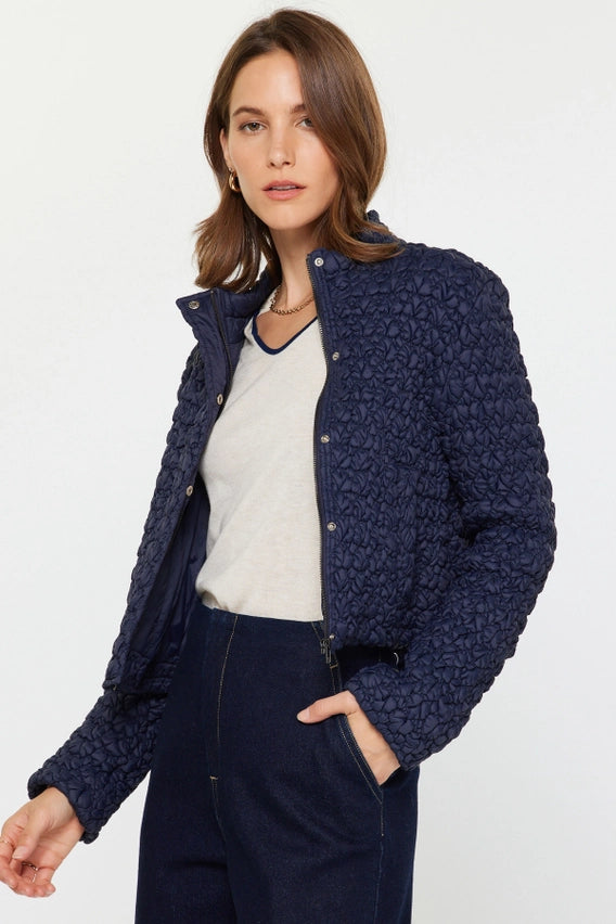 Navy Quilted Puffed Jacket
