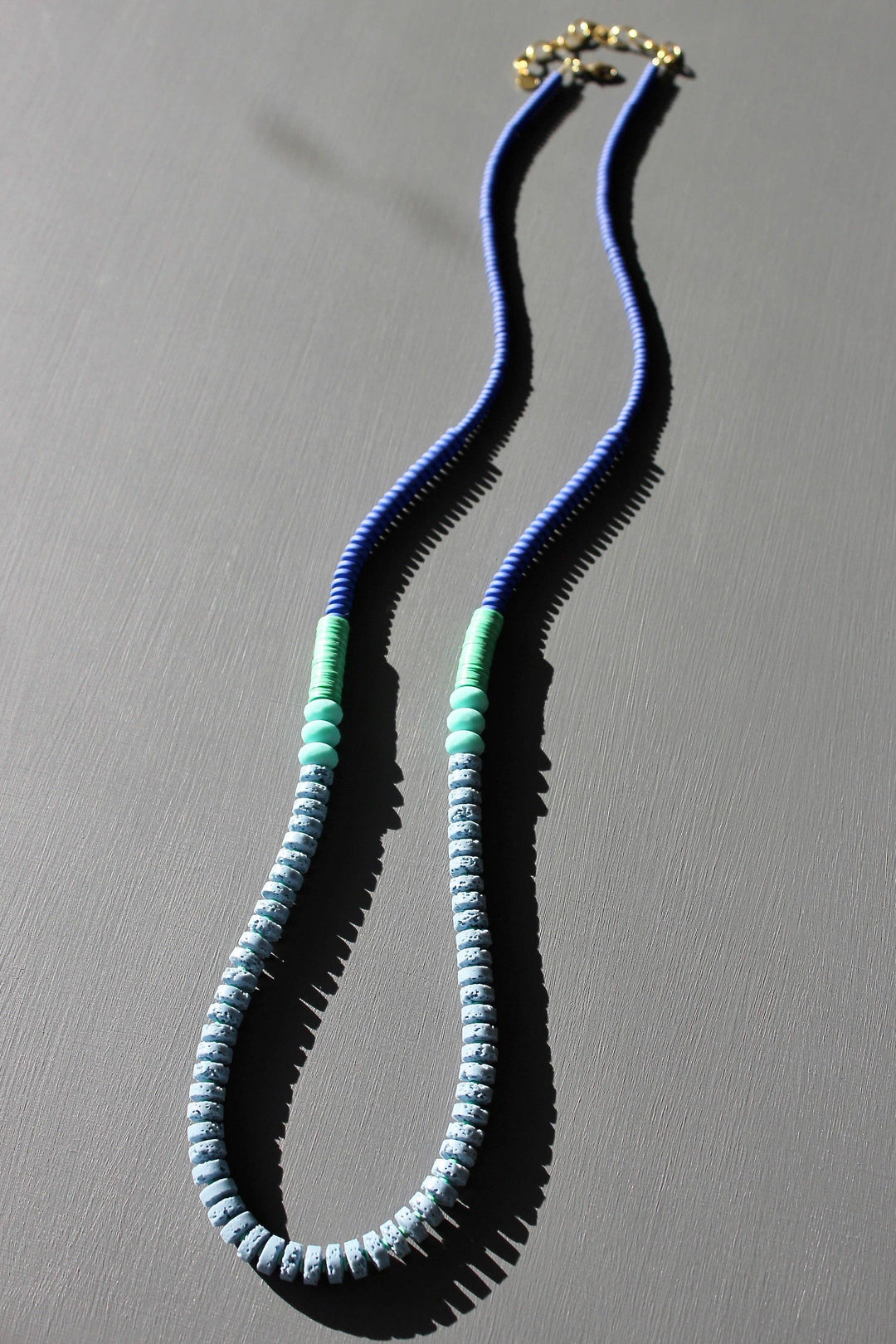 Cobalt and Lava Bead Long Necklace