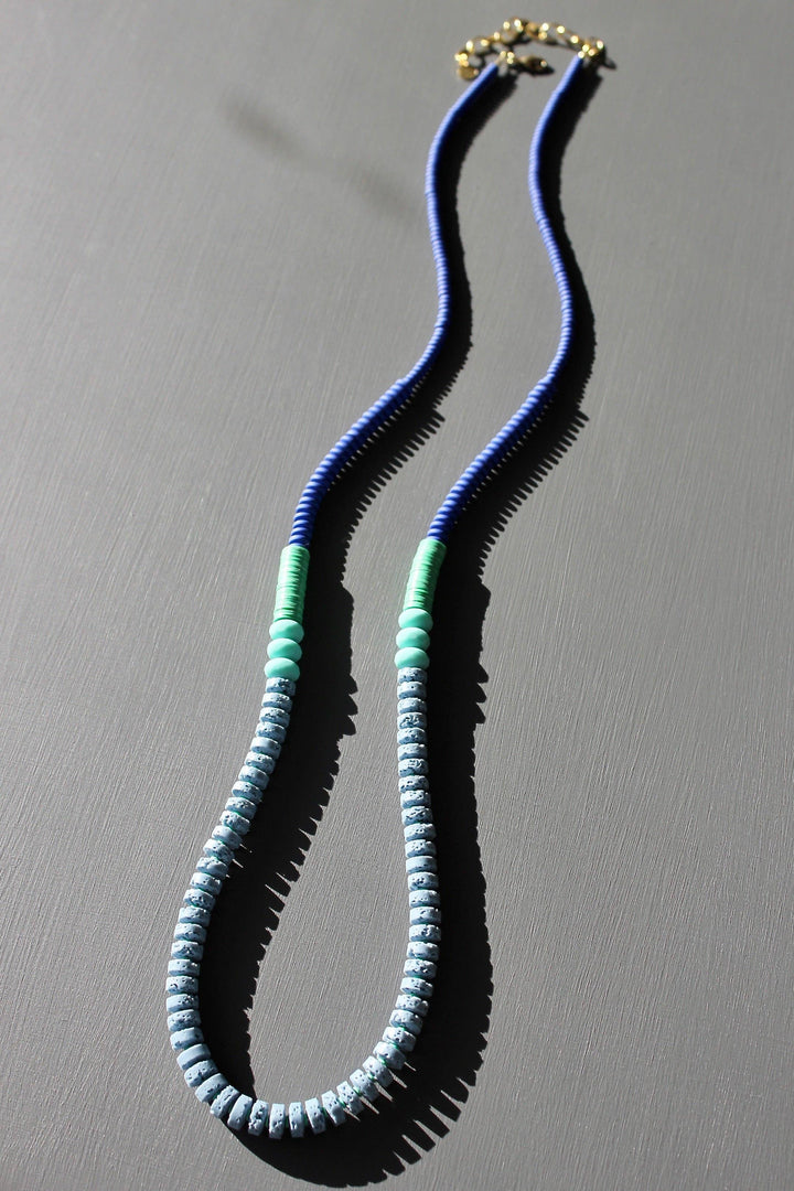 Cobalt and Lava Bead Long Necklace