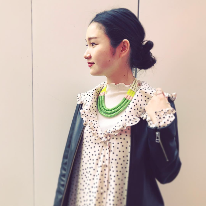 Triple Strand Green and Yellow Necklace