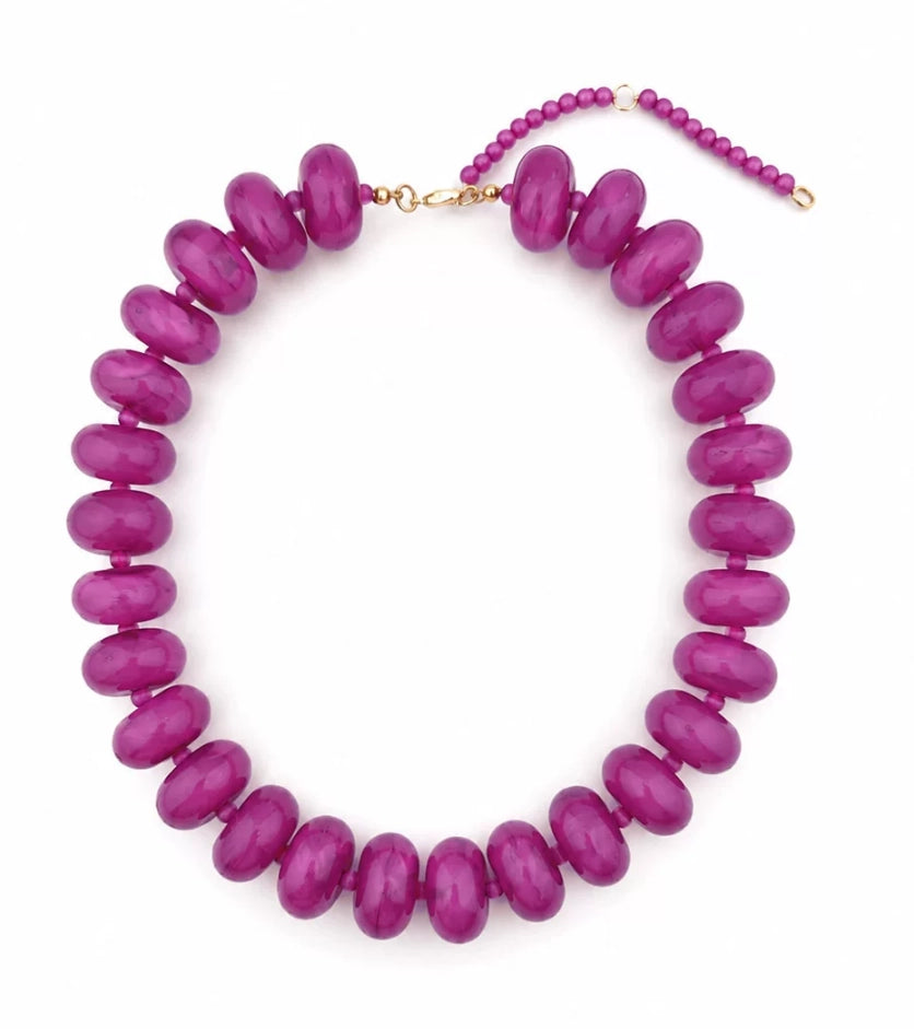 Magenta-Purple Beaded Necklace