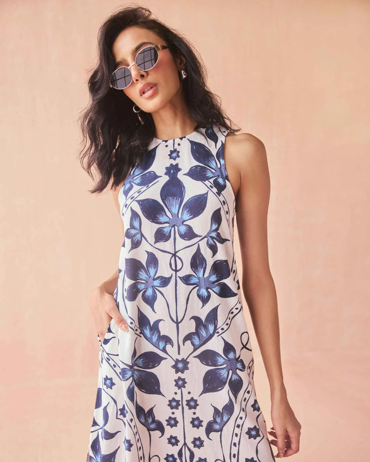 Maggie Midi Dress in Bluestone