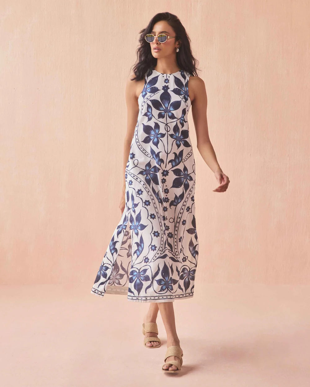 Maggie Midi Dress in Bluestone