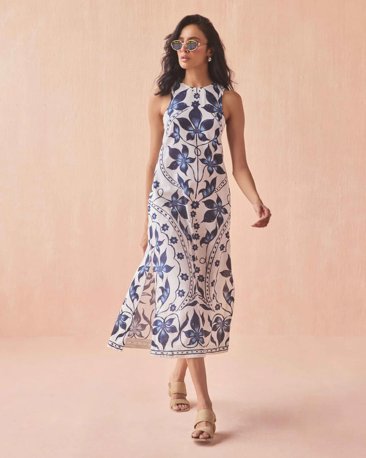 Maggie Midi Dress in Bluestone