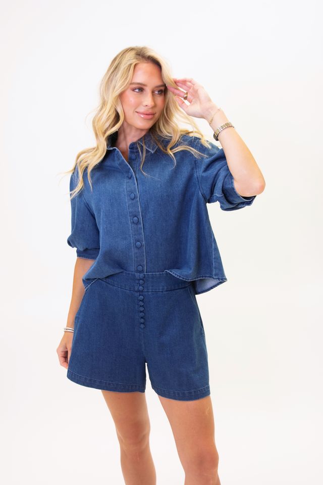 Denim Button Shorts