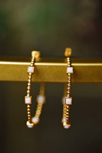 Square Stone Hoops