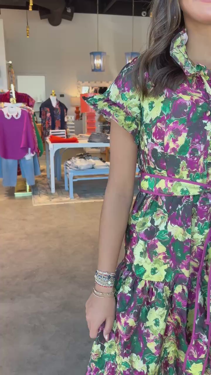 Lena Dress in Floral Jacquard