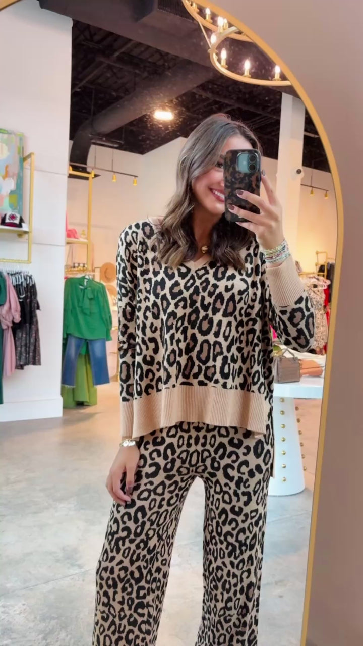 Leopard Knit Pants