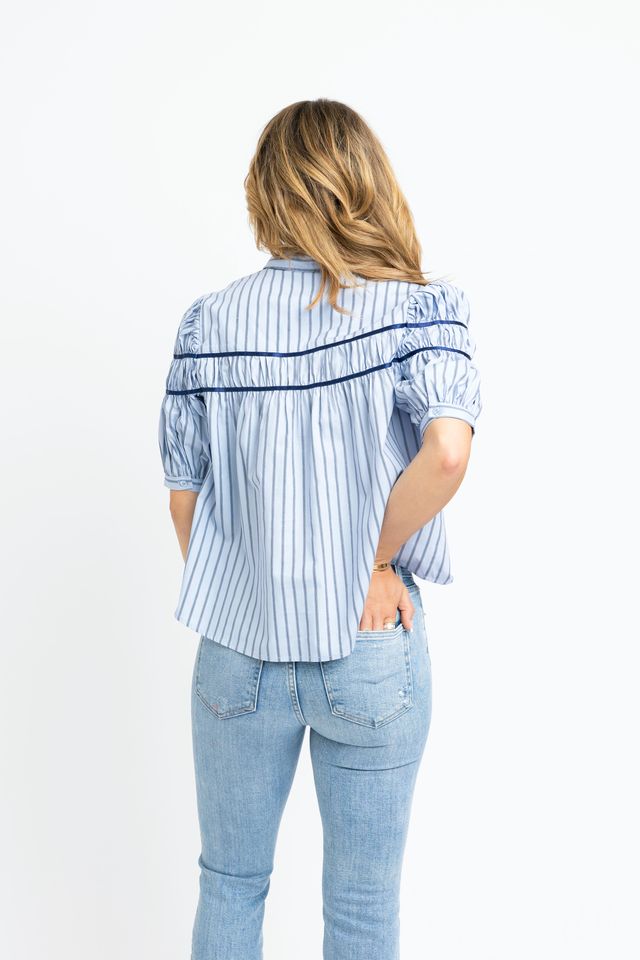 Basic Blues Striped Blouse