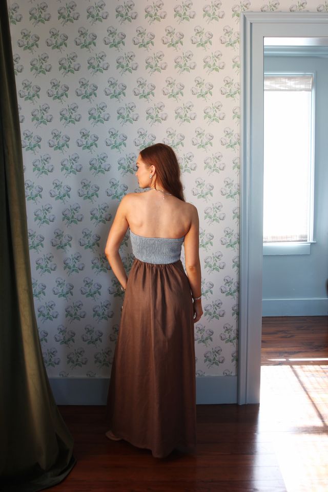 Blue and Brown ColorBlock Maxi