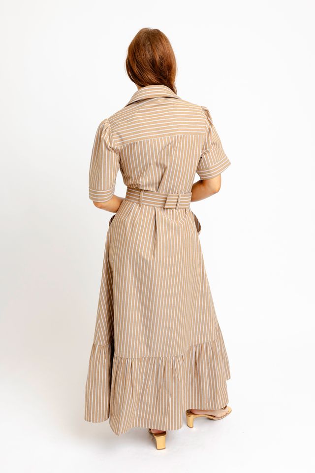 The Tan Stripe Maxi Dress