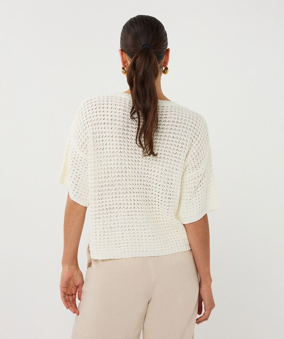 Off White Open Knit Sweater