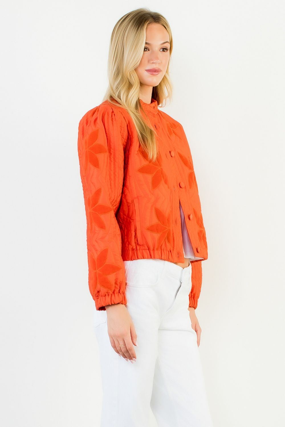 Velvet Flower Detail Quilted Jacket