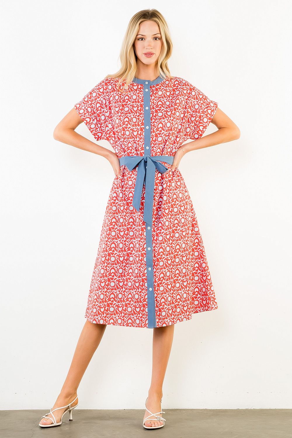 Red Blue and Patterned Dress