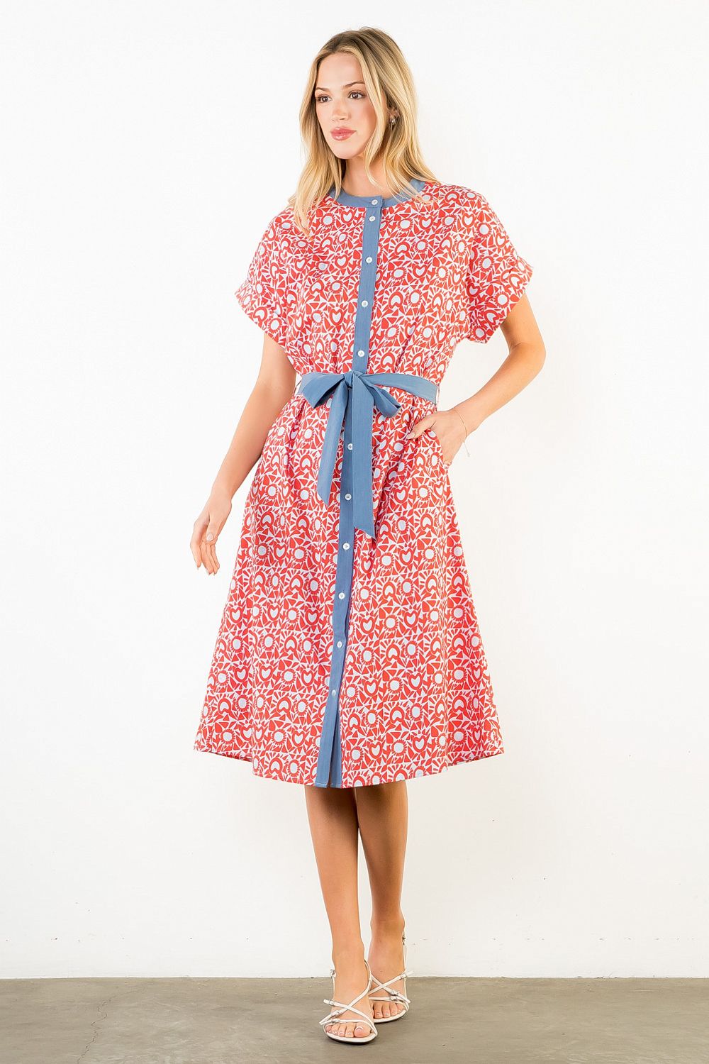 Red Blue and Patterned Dress