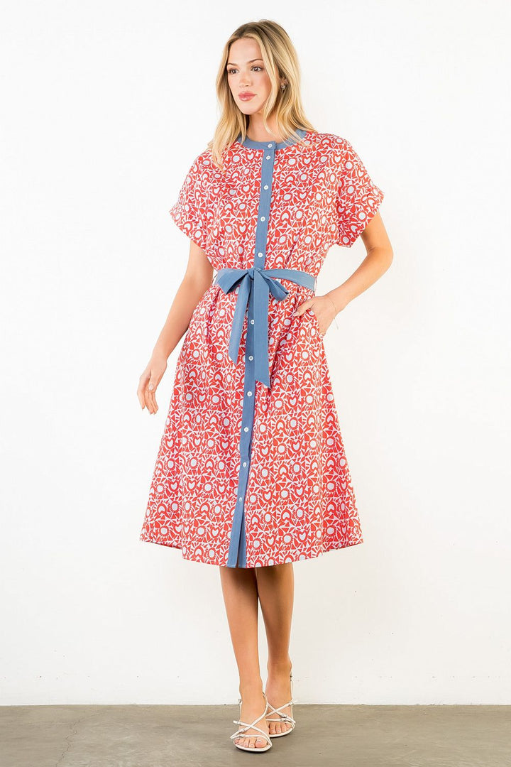 Red Blue and Patterned Dress