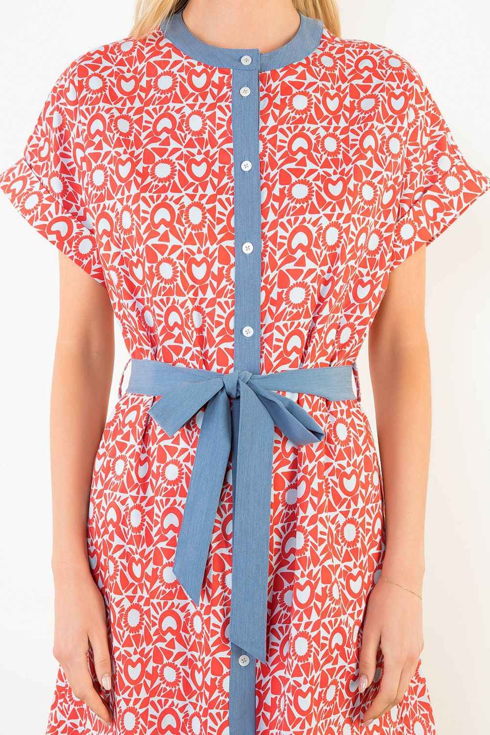 Red Blue and Patterned Dress