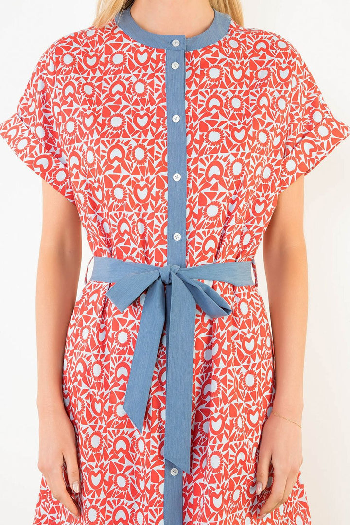 Red Blue and Patterned Dress