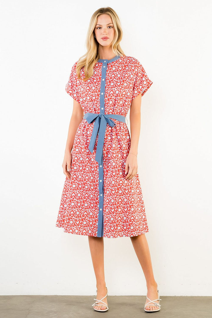 Red Blue and Patterned Dress