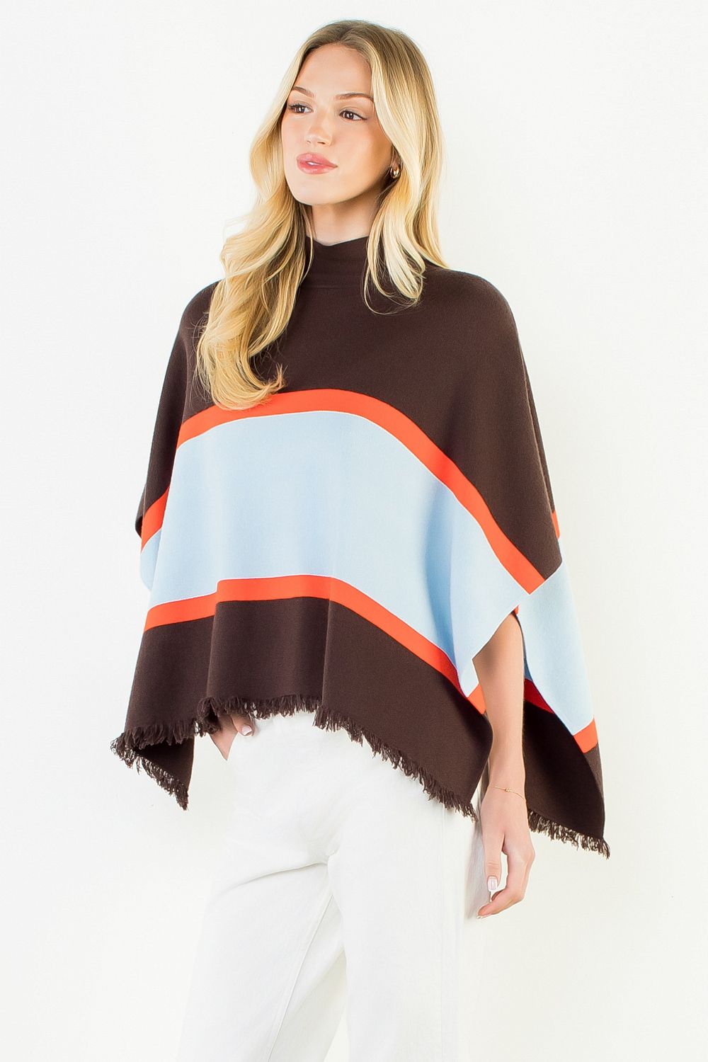 Color Block Poncho Top