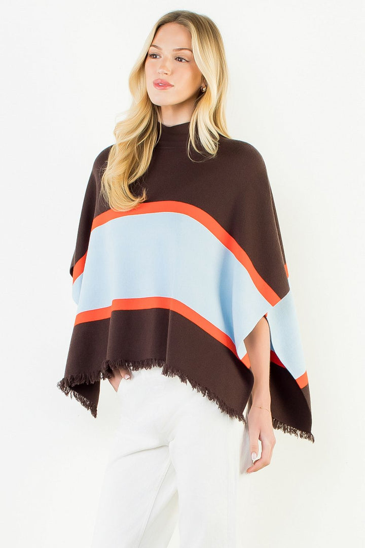 Color Block Poncho Top