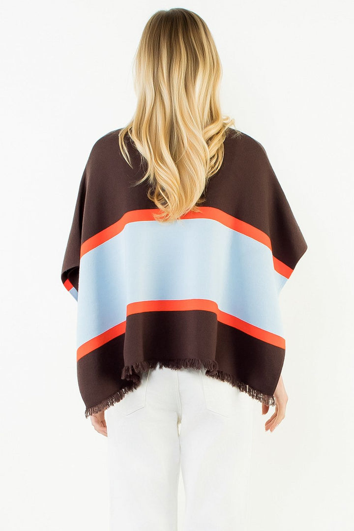 Color Block Poncho Top