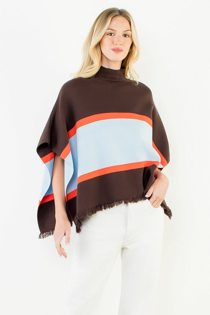 Color Block Poncho Top