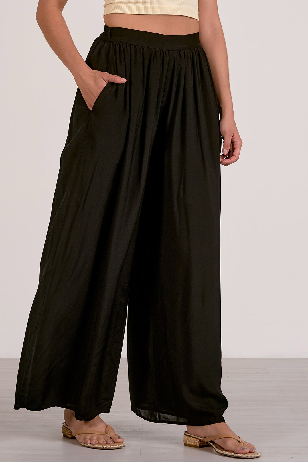 Black Wide Leg Flowy Pants
