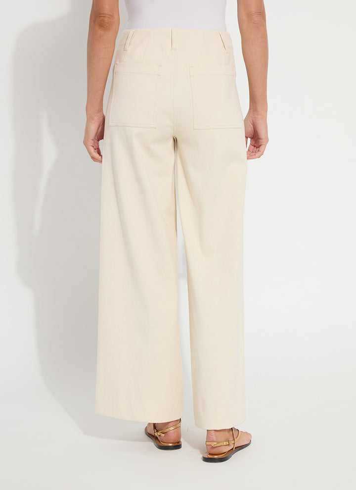Nova High Waist Pintuck Denim Pants in Coco Clay
