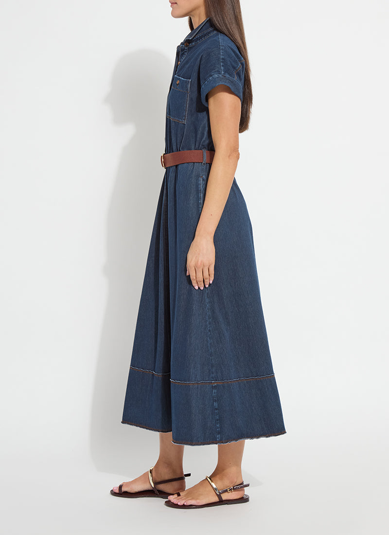 Indigo Denim Belted Dress