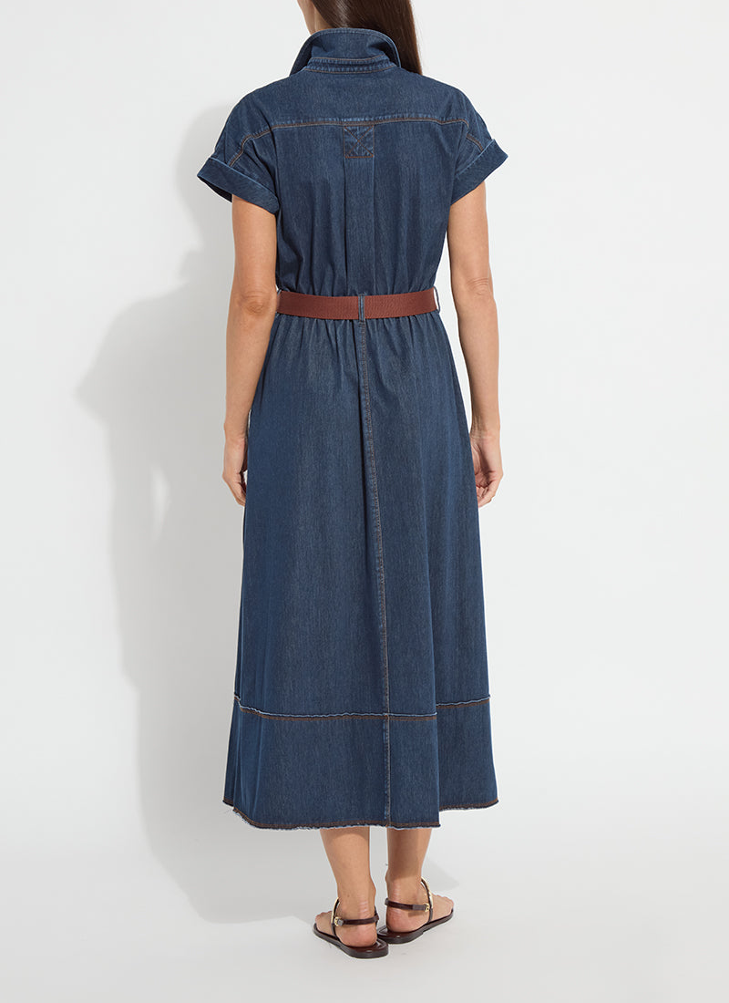 Indigo Denim Belted Dress