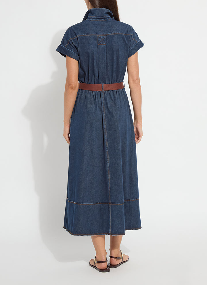 Indigo Denim Belted Dress
