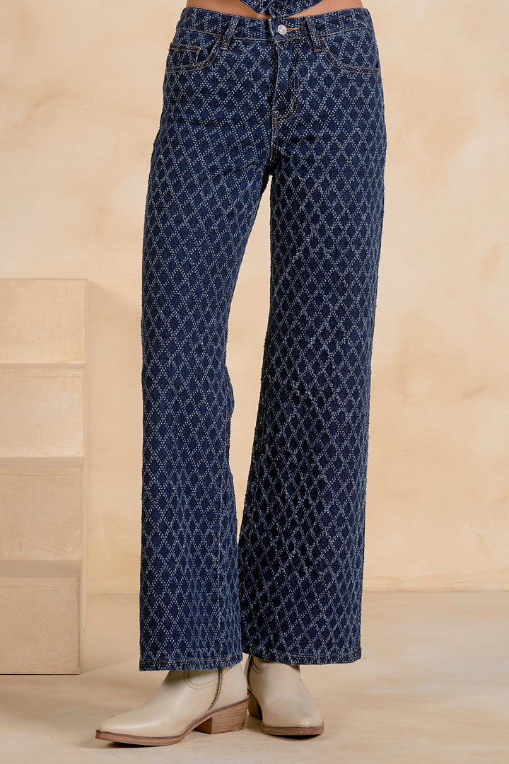 Denim Diamond Wide Leg Jeans