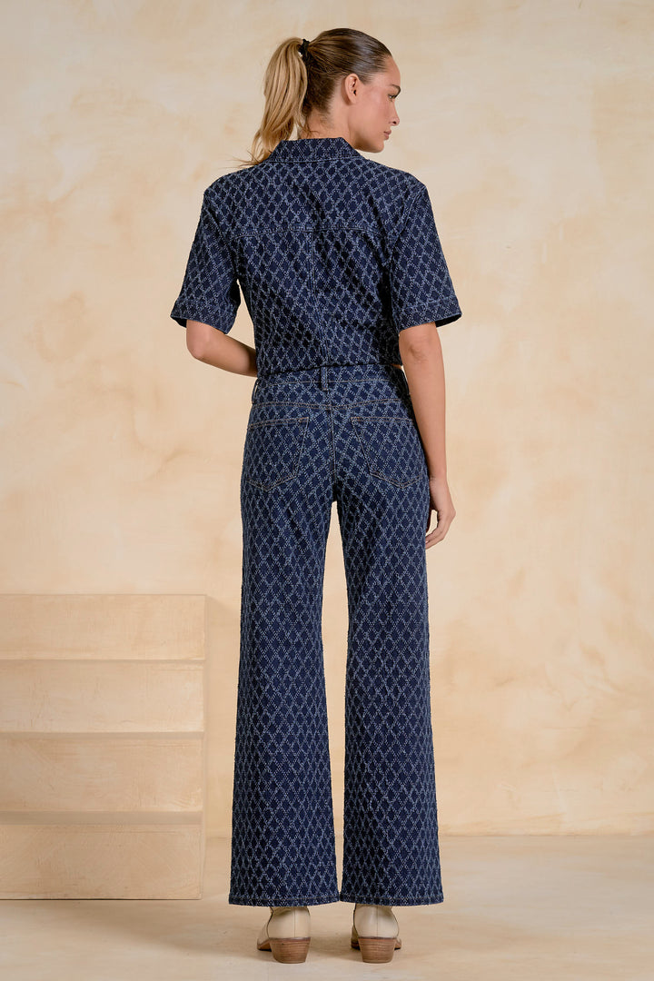 Denim Diamond Wide Leg Jeans