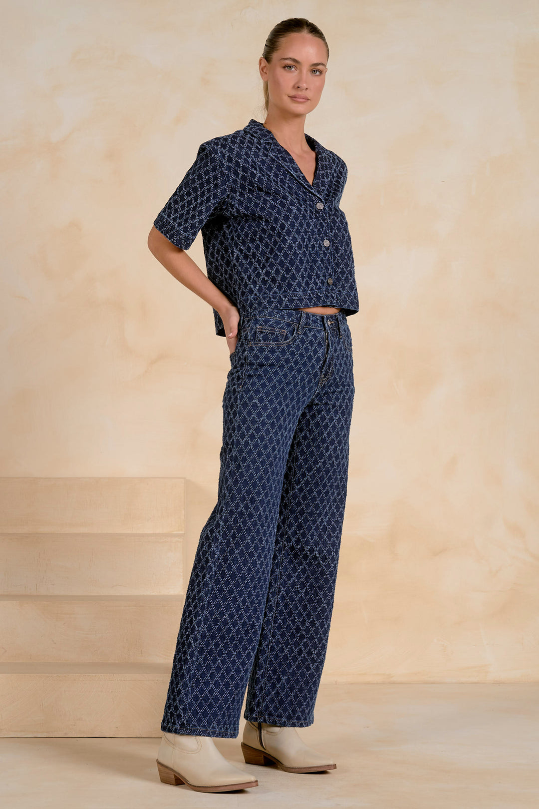 Denim Diamond Wide Leg Jeans