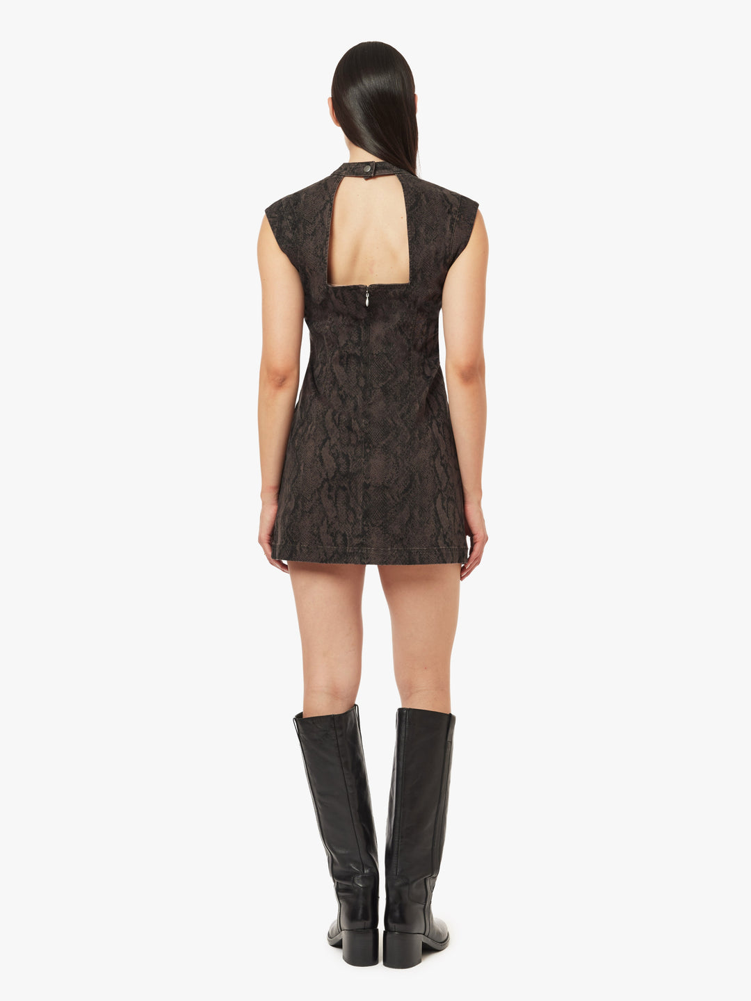 Snake Print Structured Mini Dress