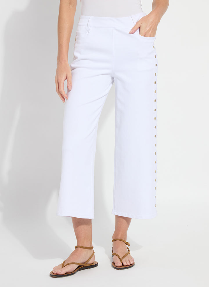 Willa Scallop Studded Cropped Denim in White