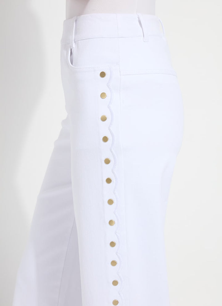 Willa Scallop Studded Cropped Denim in White