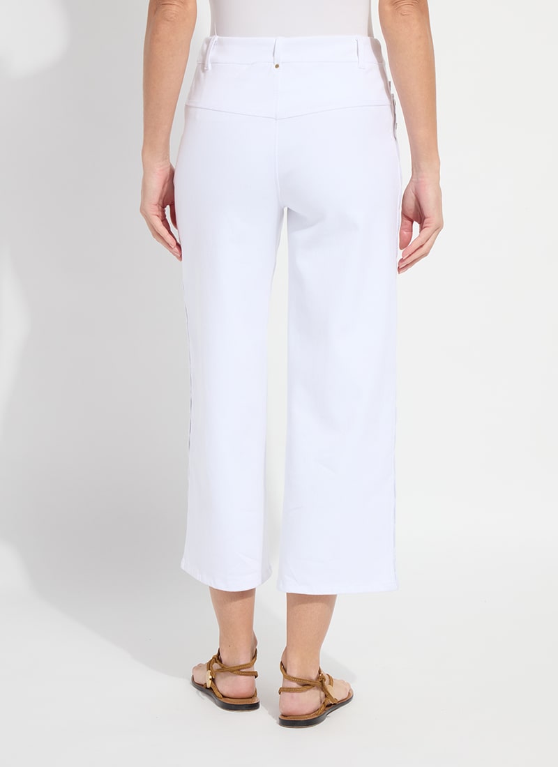 Willa Scallop Studded Cropped Denim in White