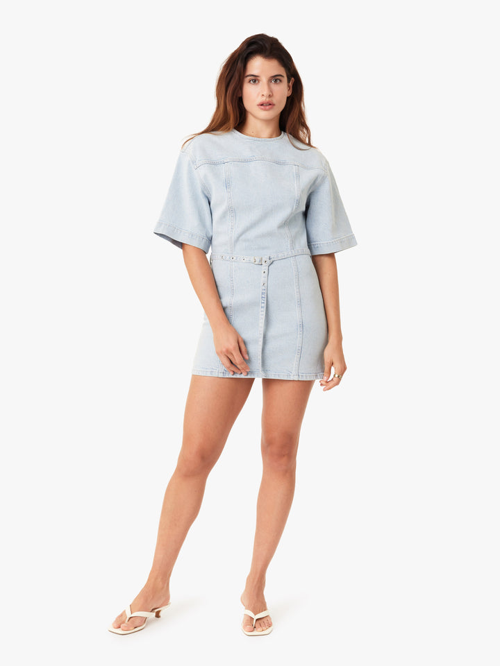 Habitual Denim Belted Mini Dress