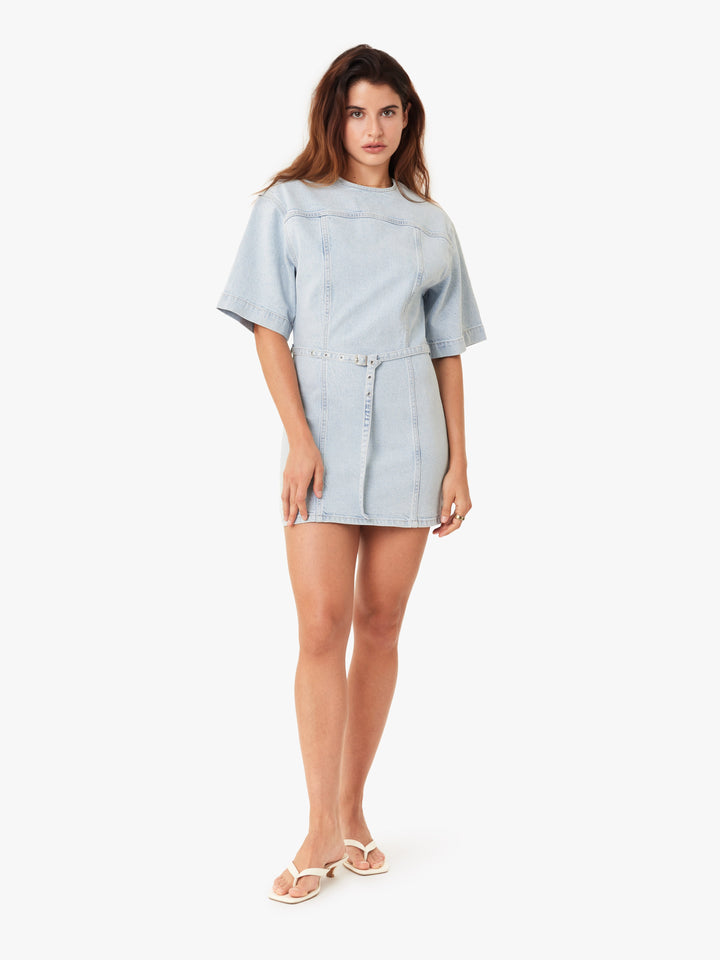 Habitual Denim Belted Mini Dress