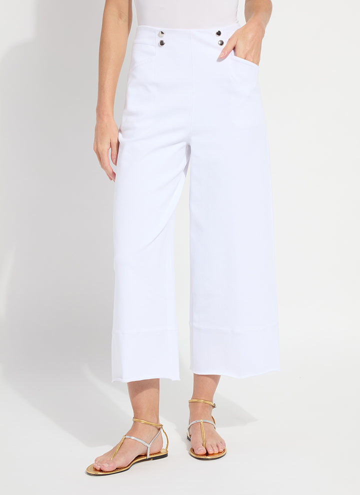 Dion Sailor Crop Palazzo White Denim