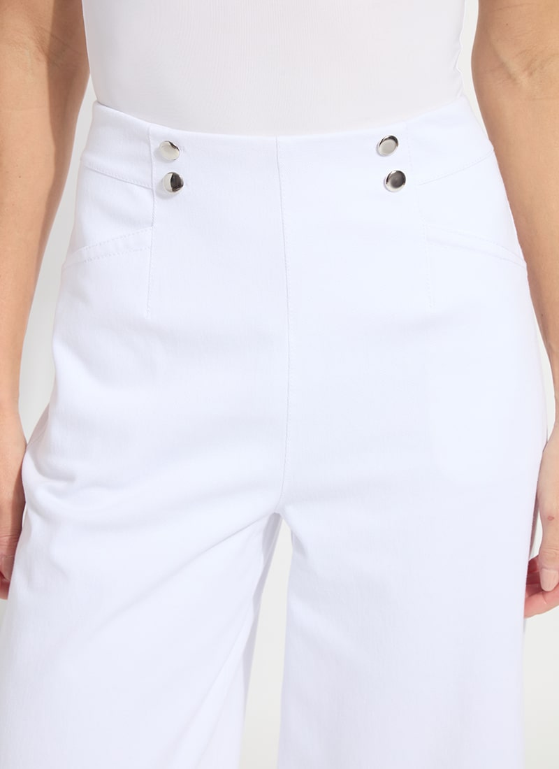 Dion Sailor Crop Palazzo White Denim