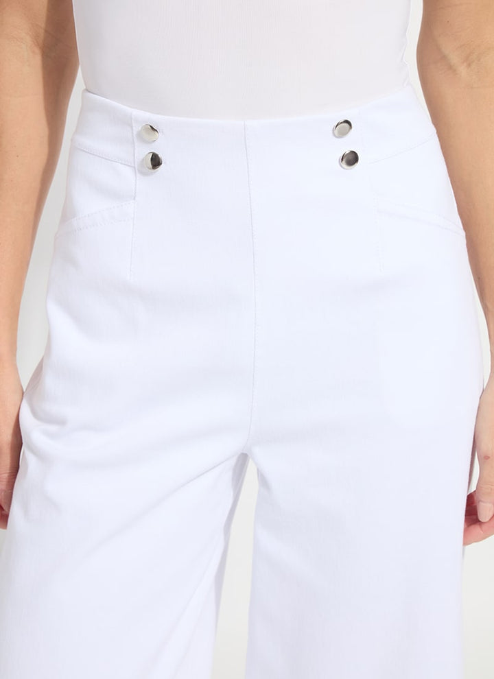 Dion Sailor Crop Palazzo White Denim