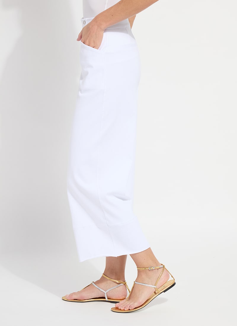 Dion Sailor Crop Palazzo White Denim