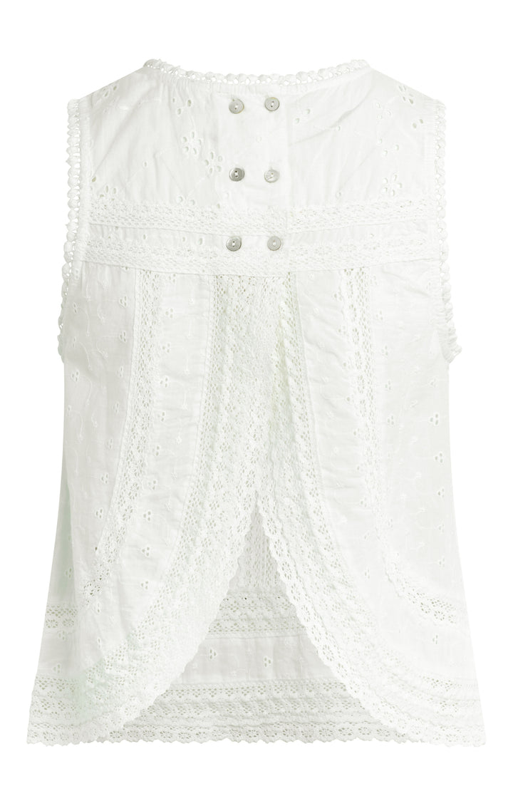 White Crochet Sleeveless Top