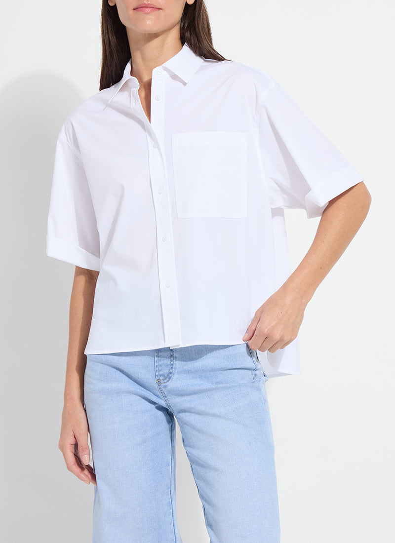 Corinna Oversized White Cropped Shirt