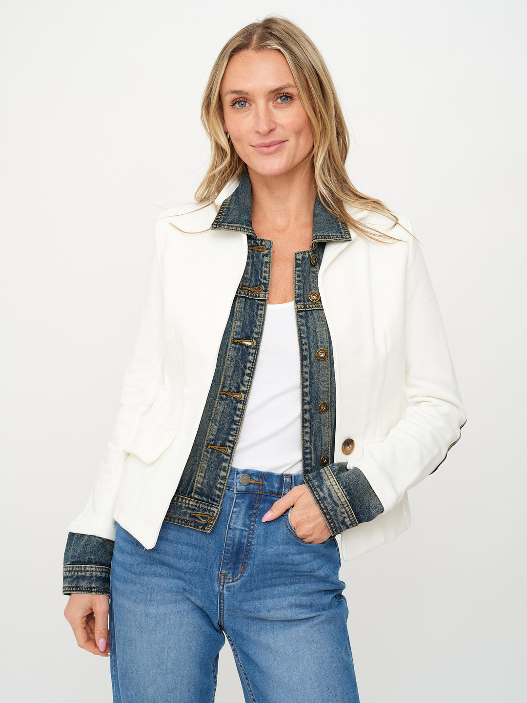 Mixed Media Ivory/Denim Jacket