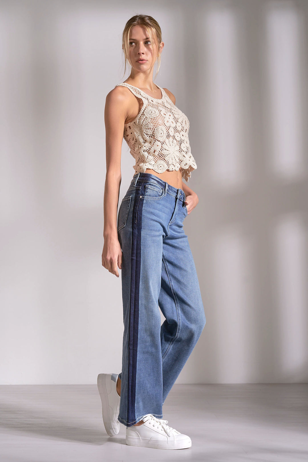 Track Stripe Straight Leg Jeans