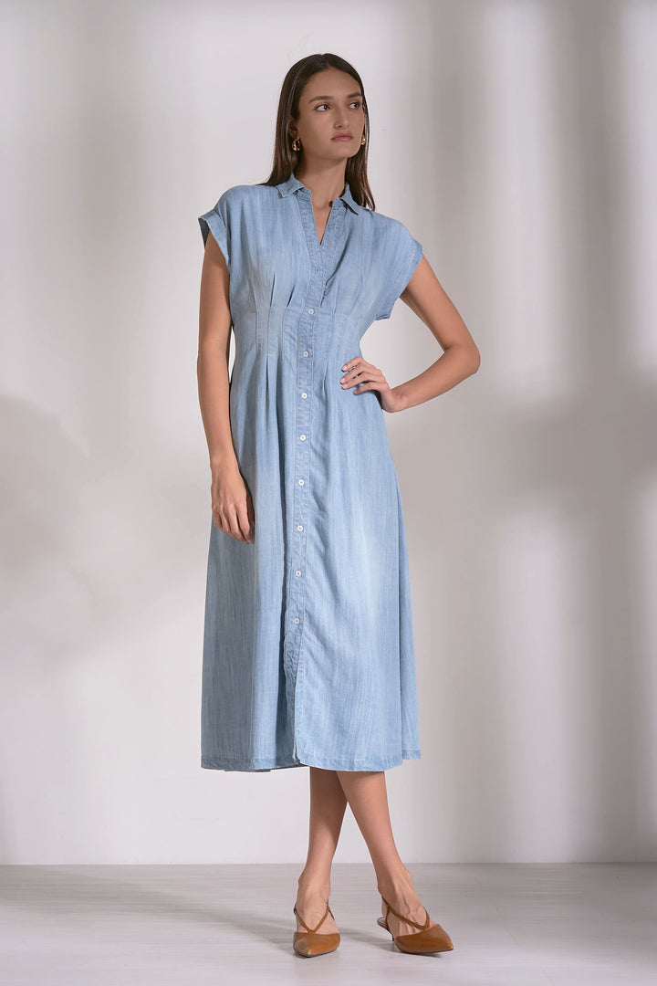 Denim Button Down Midi Dress